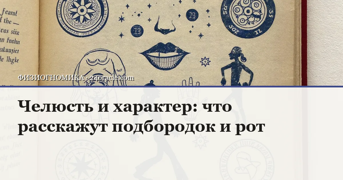 Винтажная чернильная гравюра: Челюсть и характер: что расскажут подбородок и рот