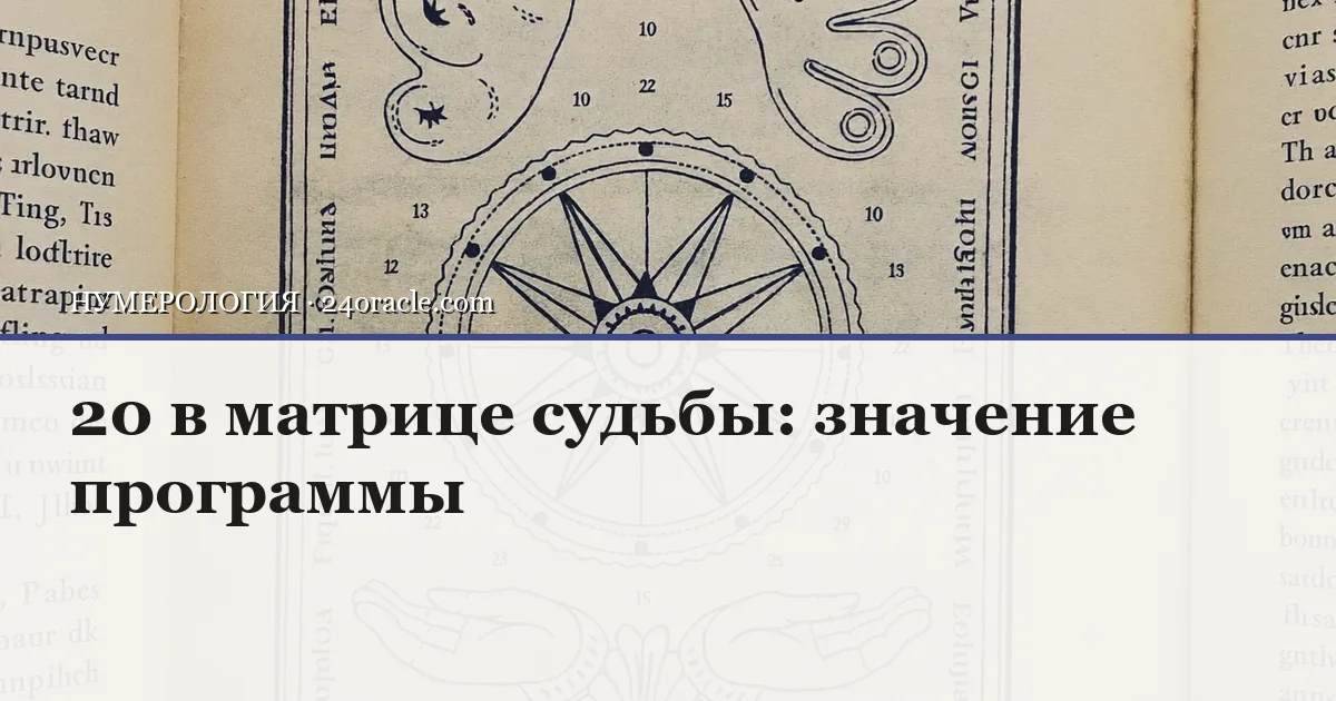 Винтажная чернильная гравюра: 20 в матрице судьбы: значение программы