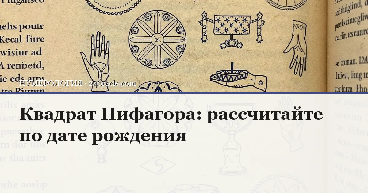 Винтажная чернильная гравюра: Квадрат Пифагора: рассчитайте по дате рождения