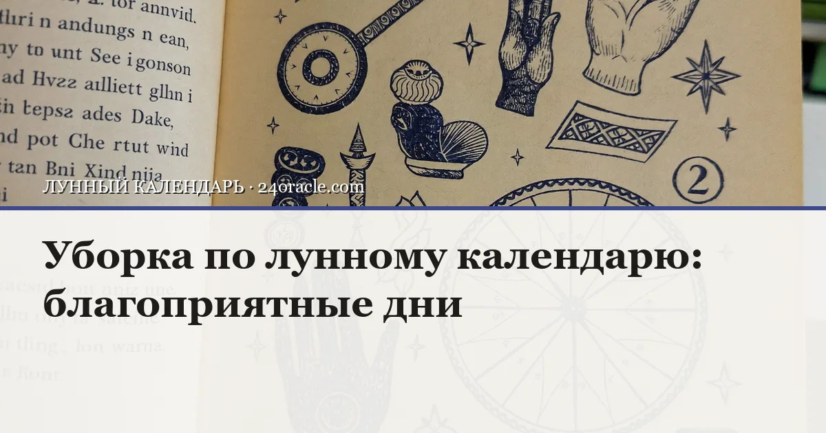 Винтажная чернильная гравюра: Уборка по лунному календарю: благоприятные дни